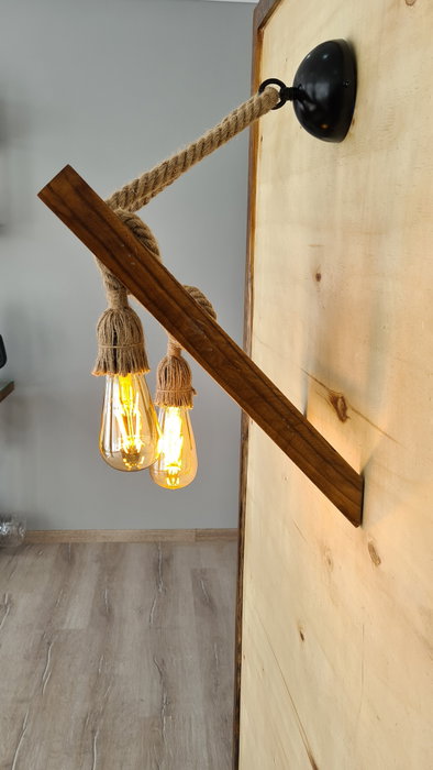 Opviq Merdiven Halat Aplique de Pared de Pino Macizo - Nogal